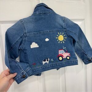 Gymboree 3T Kids Denim Jacket with Farm Embroidery‎